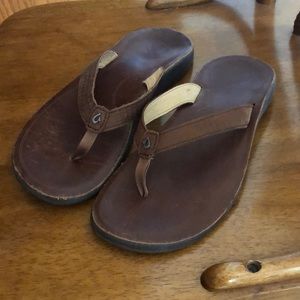 OluKai Brown Leather Sandals